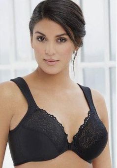 Glamorise Elegance Underwire Bra 42D Black Wide Strap Side Smoothing Front  Snap Size undefined - $17 New With Tags - From Brianna