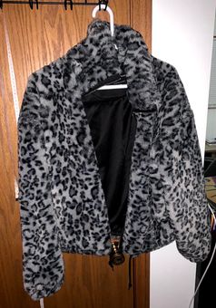 NEW Lucky Brand Faux Fur Leopard Coat