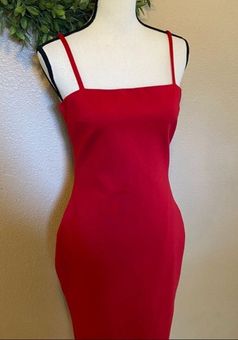 Paulina Red Bodycon Midi Dress