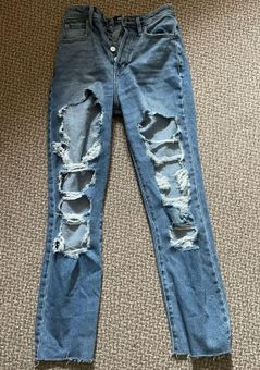 hollister ripped mom jeans