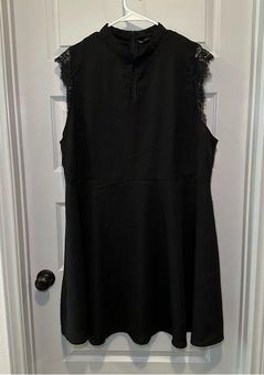 SheIn Curve Black High Neck Lac Cap Sleeve Aline Dress 4XL Size 4X