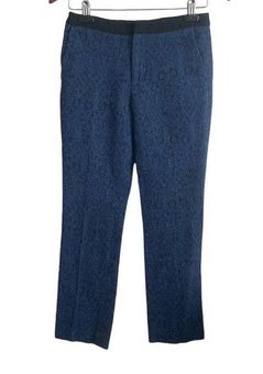 ZARA Pants Women XS Blue Black Slim Leg Damask Print Zipper Clasps Pockets  - $26 - From Dawn