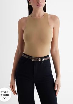 EXPRESS Body Contour High Neck Bodysuit Tan - $18 (47% Off Retail