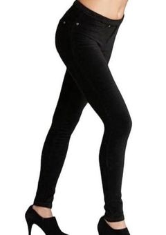 Hue black corduroy leggings/jeggings, ladies xs stretch mid rise