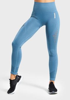 GYMSHARK Women's Energy Seamless Leggings Tights, blue-green