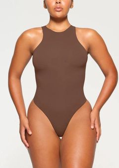 SKIMS FITS EVERYBODY HIGH NECK BODYSUIT JASPER -Small NWT Brown