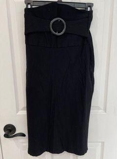 Rue21 Y2K High Waisted Belted Black Bodycon Midi Skirt Women’s Size S Approx