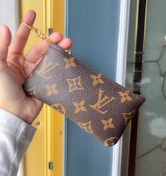 Repurposed Upcycled monogram keychain coin pouch 