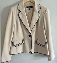 VINTAGE 90s beige single button tailored formal blazer jacket career chic