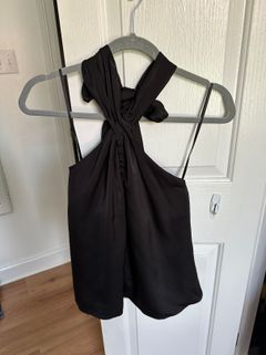 Black Silk Halter Top