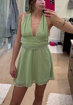 Green halter dress