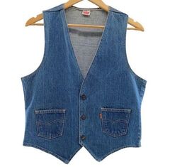 Vintage Levi's Denim Jean 100% Cotton Vest Orange Tab Red Tag Size Medium