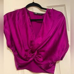 - purple silk crop top- size M