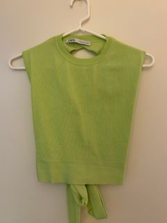 Open Tie Back Lime Green Tank Top