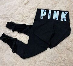 VS PINK Yoga | strappy ankle floral logo leggings