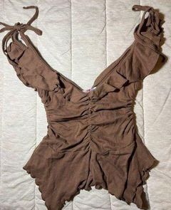 Brown Ruffle Butterfly Top