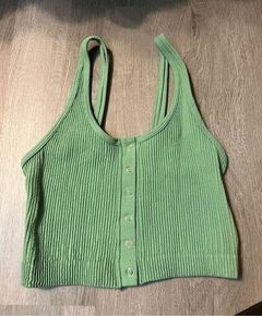 Aerie Cropped Tank Top Size Large Ribbed