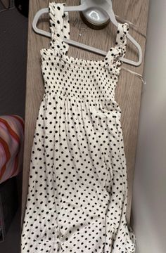 polka dot dress cream and black smocked maxi