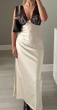 Satin Maxi Dress With Lace Bust