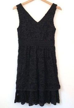 NEW NWT ALTAR'D STATE Solid Black Floral Lace Sleeveless Fit Flare Dress Small S