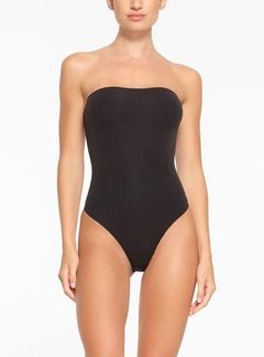 Fits Everybody Strapless Bodysuit, Onyx Black, Small, Removable Straps