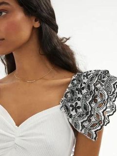 White Ruffle Eyelet Top