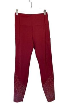 ZYIA Merlot Pocket Reflective Light n Luxe 7/8 leggings Size 6-8