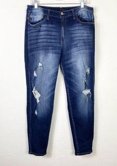 Kancan Dark Wash Distressed High Rise Skinny Jeans Size 33