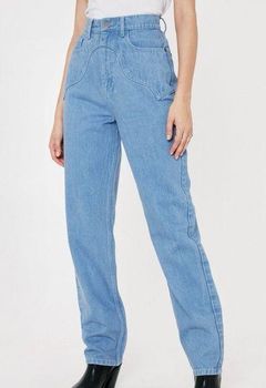 Nasty Gal Western Detail Straight Leg Denim Jeans