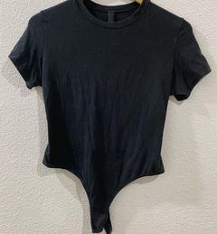 Skims Essentials Black Cotton Jersey T Shirt Bodysuit Soot XL