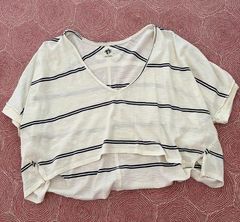 Striped Shirt Sleeve V Neck Tee