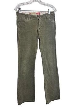 Guess Y2K vintage low rise flair corduroy olive green pants sz 28