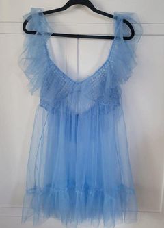 Free People Star of the Show Mini Slip Sheer Ruffle Flutter Sleeve Size XL NWOT