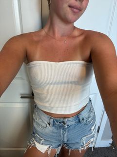 Ribbed White Tube Top