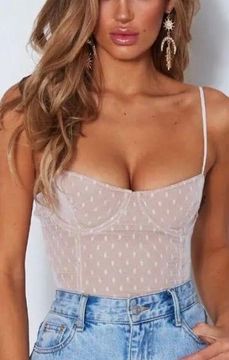 White Fox Tan Polka Dot Bodysuit