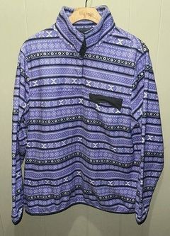 Jachs Sweater Womens Extra Large Purple Fleece Pull Over Mock Neck Cabin Outdoor