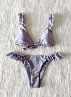 NWOT Purple Shimmer Bikini Set Ruffle