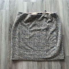 NWOT Express L Brown Tweed High Rise Mini Skirt