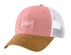 Women Canvas Mesh-Back trucker Cap pink camel NWT