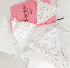 Pink and White Floral Bikini
