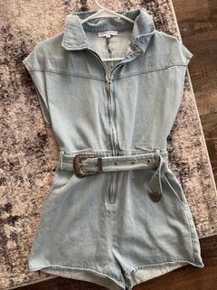 Belted Denim Romper