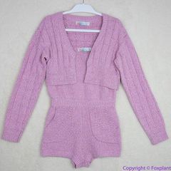 NEW Free People 100% cotton Declan Romper Sweater Set purple, size S