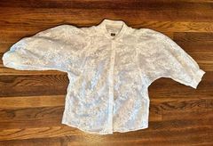 Pilcro by Anthropologie Lace Puff Shoulder Shirt