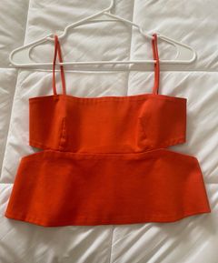 orange cut out tank top