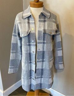 Rachel Zoe Blue Grey Plaid Soft Long Sleeve Snap Down Cardigan Women’s Size S