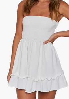 white sleeveless dress