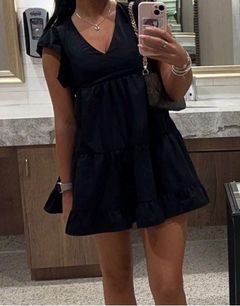 Abercrombie and Fitch black Flutter Sleeve Tiered Mini Dress