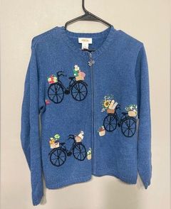 Talbots‎ Vintage Embroidered Bicycle Sweater Size Medium