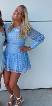 Blue Long Sleeve Mini Dress