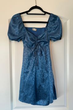 Altard State Blue Mini Satin Dress